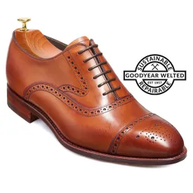 7 CM / 2.76 Inches CMR CHAMARIPA Goodyear Welted Height Increasing Shoes for Men - Brown Oxford Dress Shoes