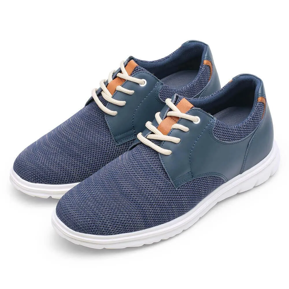 7CM / 2.76 Inches CMR CHAMARIPA Men's Elevator Shoes Navy Knit Casual Shoes