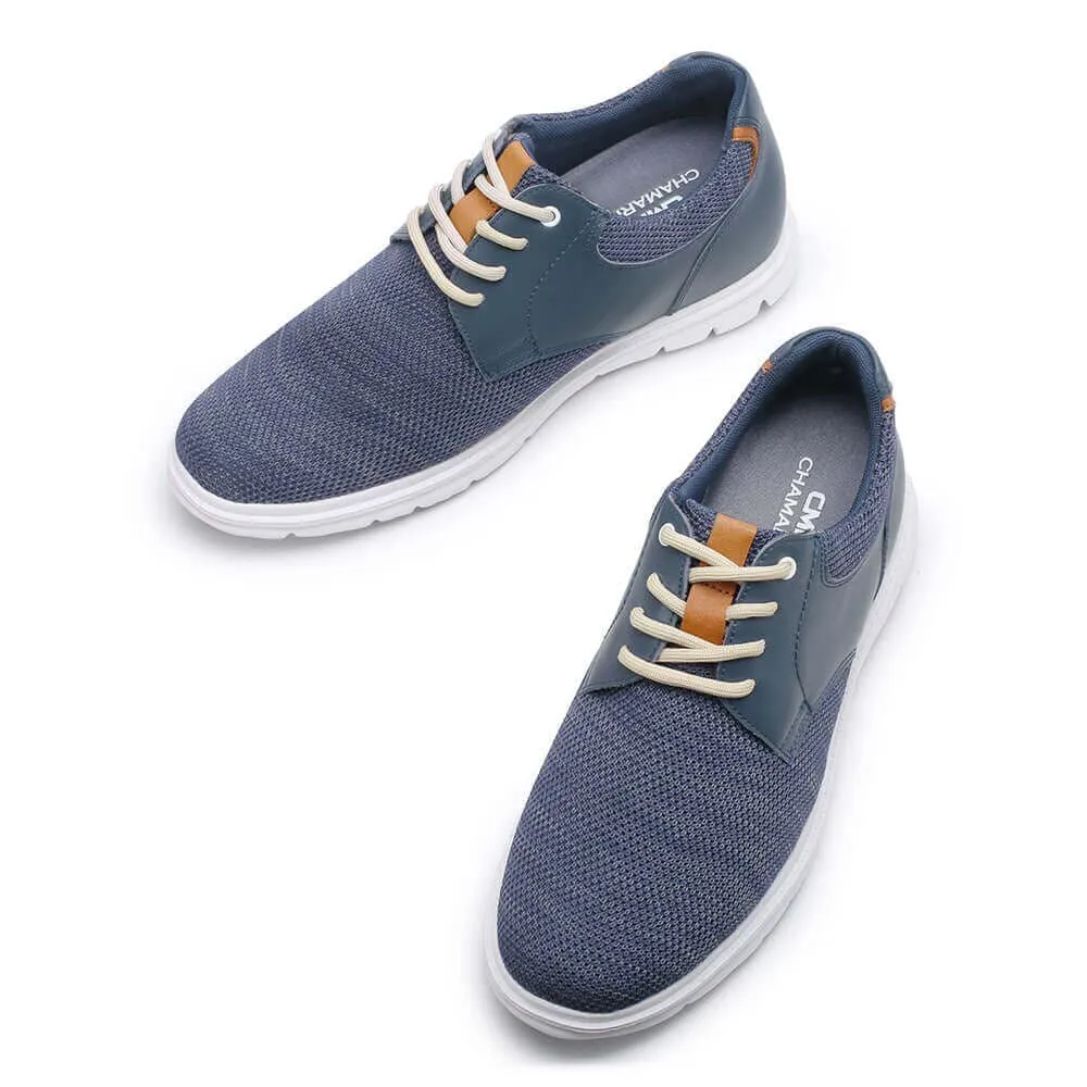 7CM / 2.76 Inches CMR CHAMARIPA Men's Elevator Shoes Navy Knit Casual Shoes