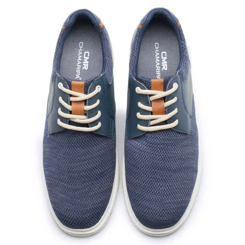 7CM / 2.76 Inches CMR CHAMARIPA Men's Elevator Shoes Navy Knit Casual Shoes