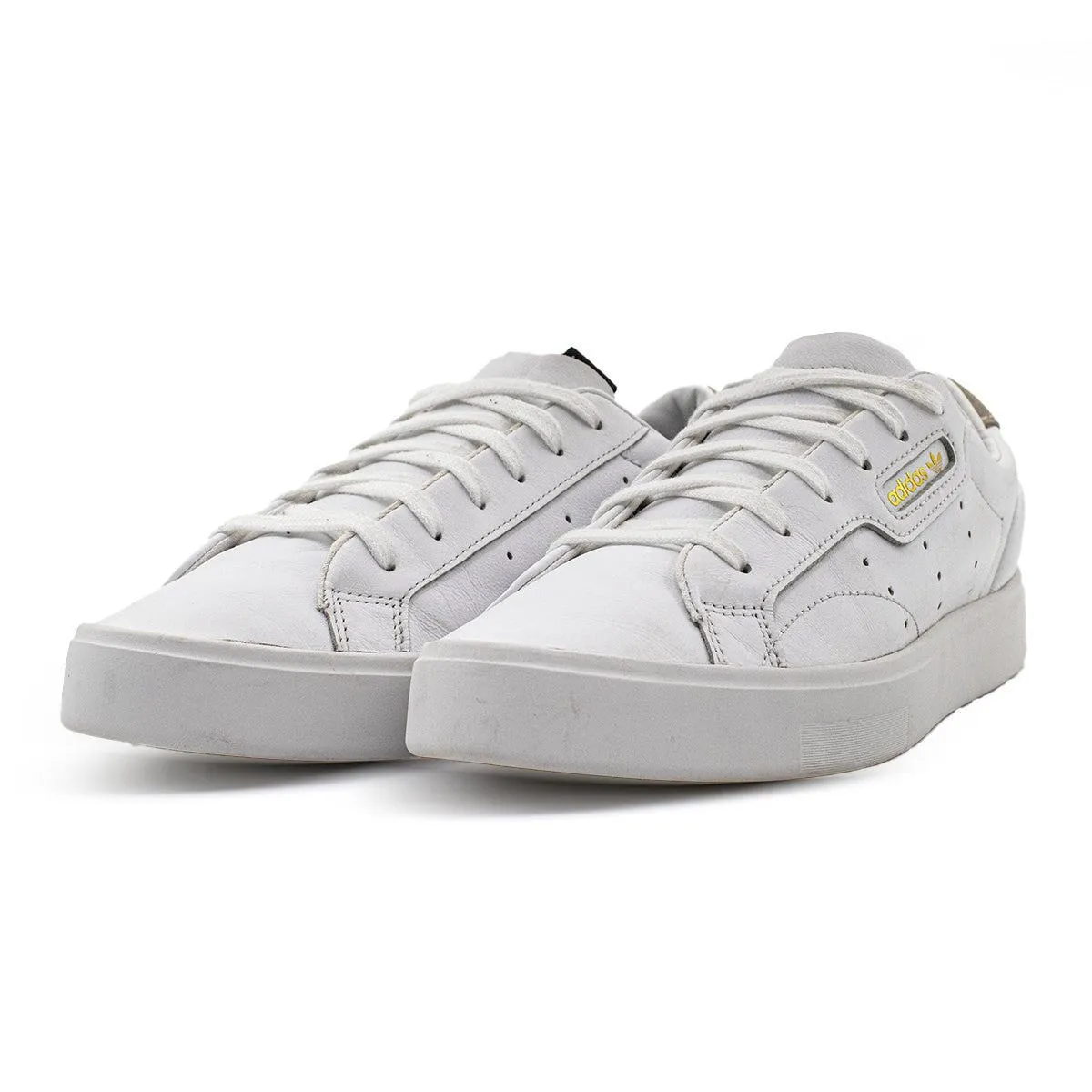 Adidas Sleek Low-Top Sneakers Leather White Colour For Women