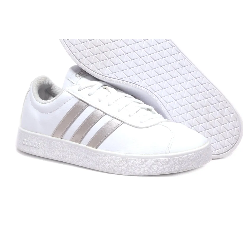 Adidas Vl Court Base Low-Top Sneakers Leather White Colour For Women