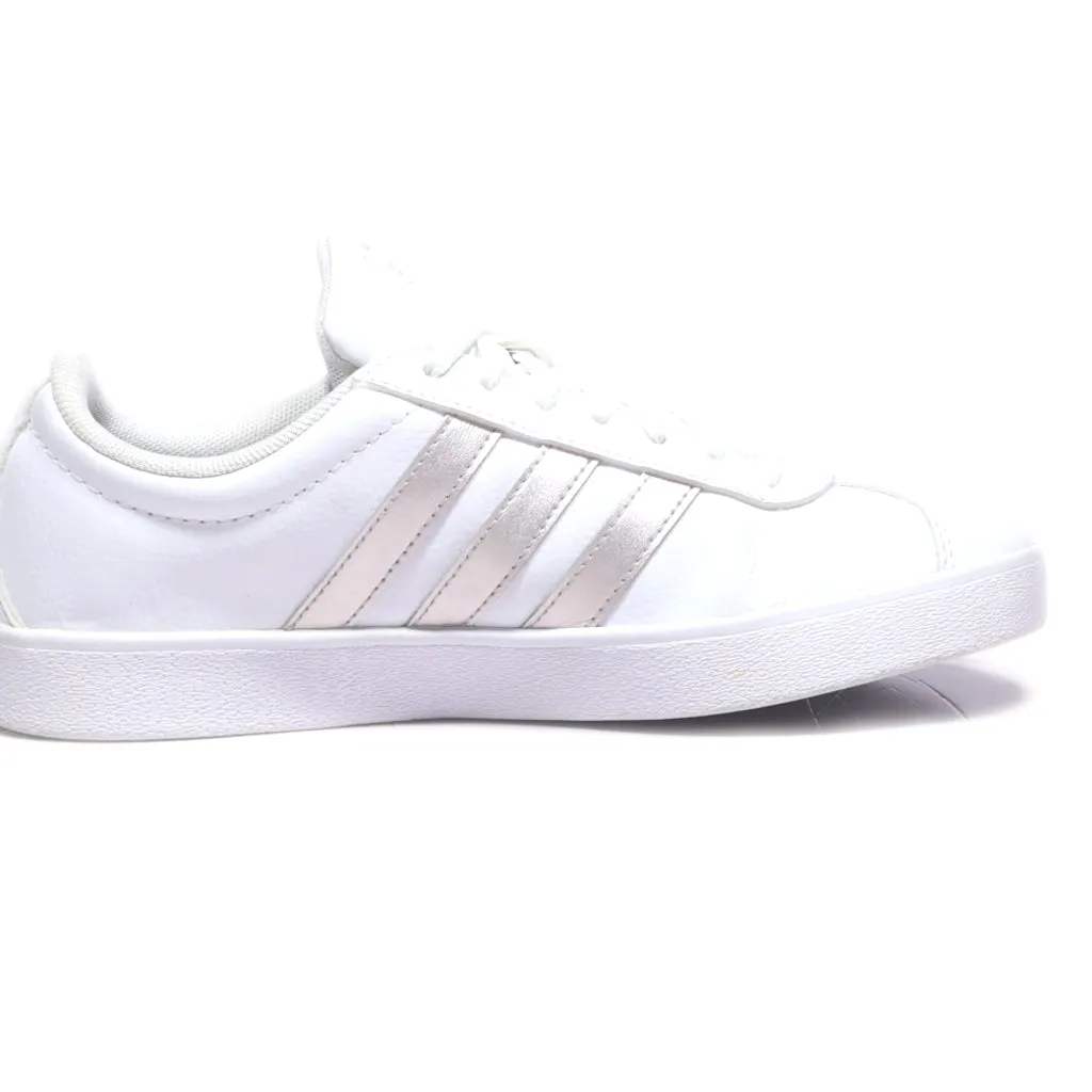 Adidas Vl Court Base Low-Top Sneakers Leather White Colour For Women