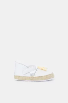 Babies White Bow Pram Shoe