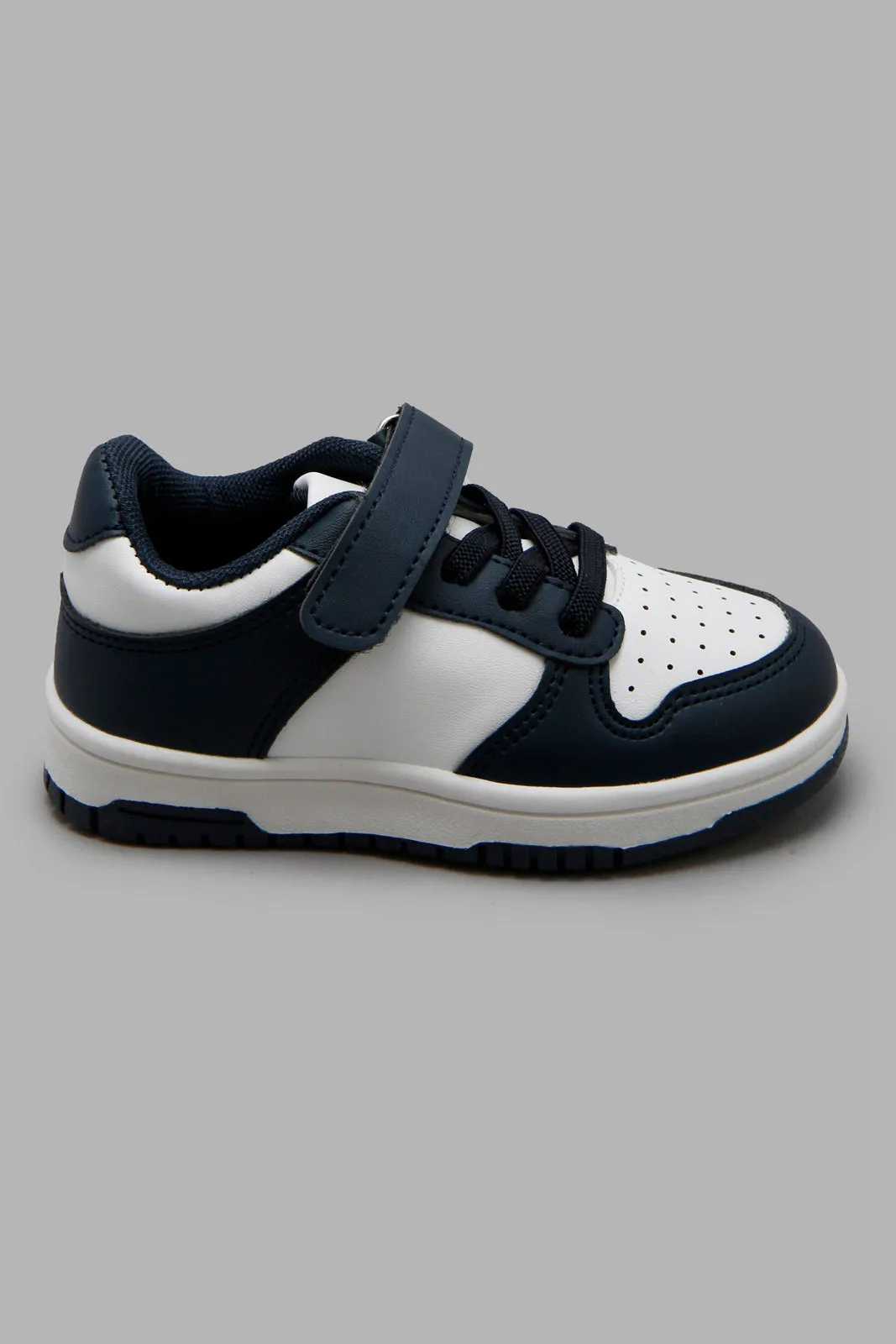 Baby Boys White And Navy Velcro Sneaker