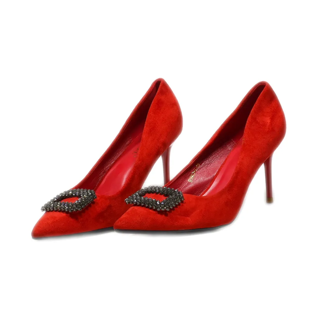 Bigtree High-Heel Shoes Suede Red Colour For Women