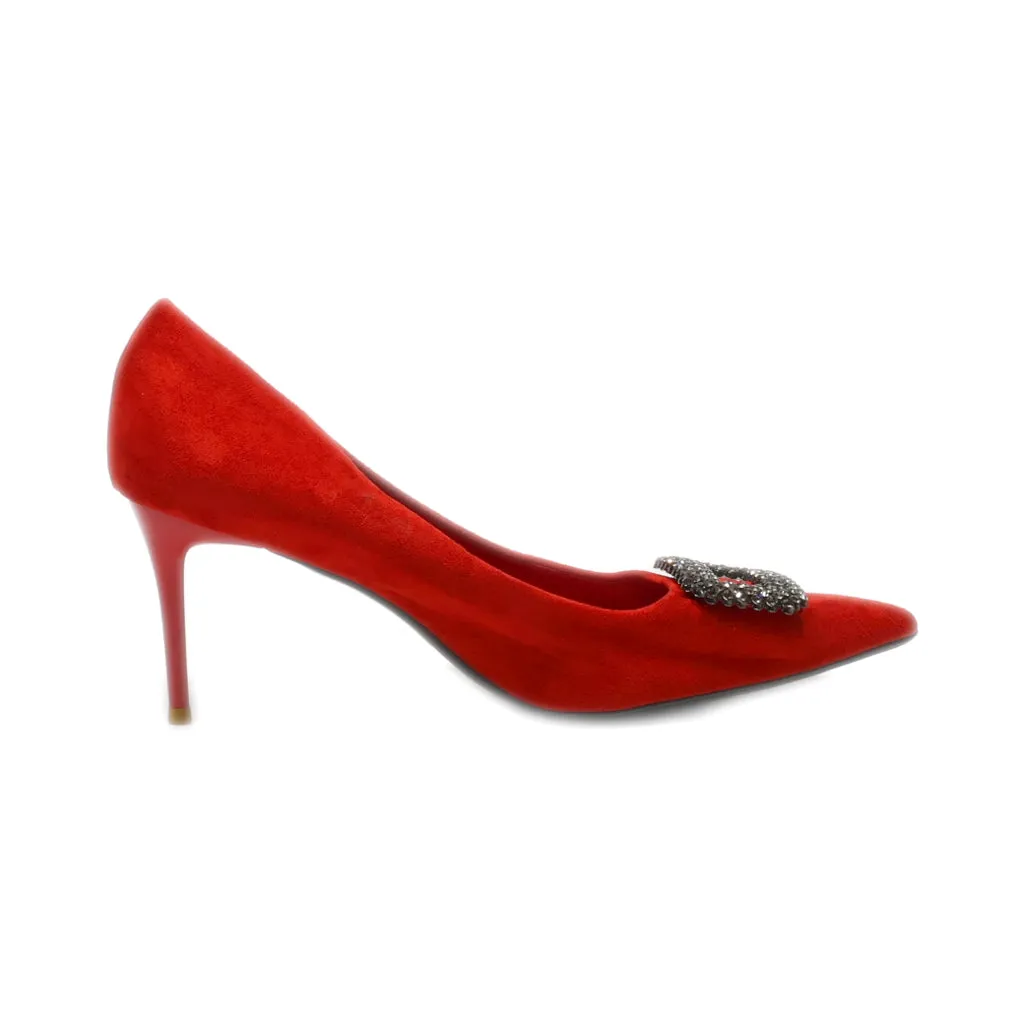 Bigtree High-Heel Shoes Suede Red Colour For Women