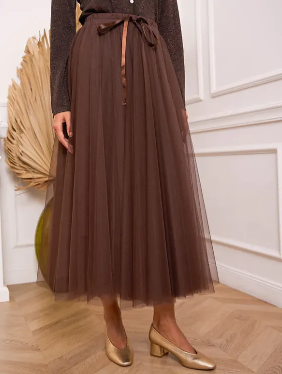 Carrie Tulle Skirt Brown