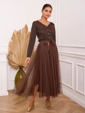 Carrie Tulle Skirt Brown