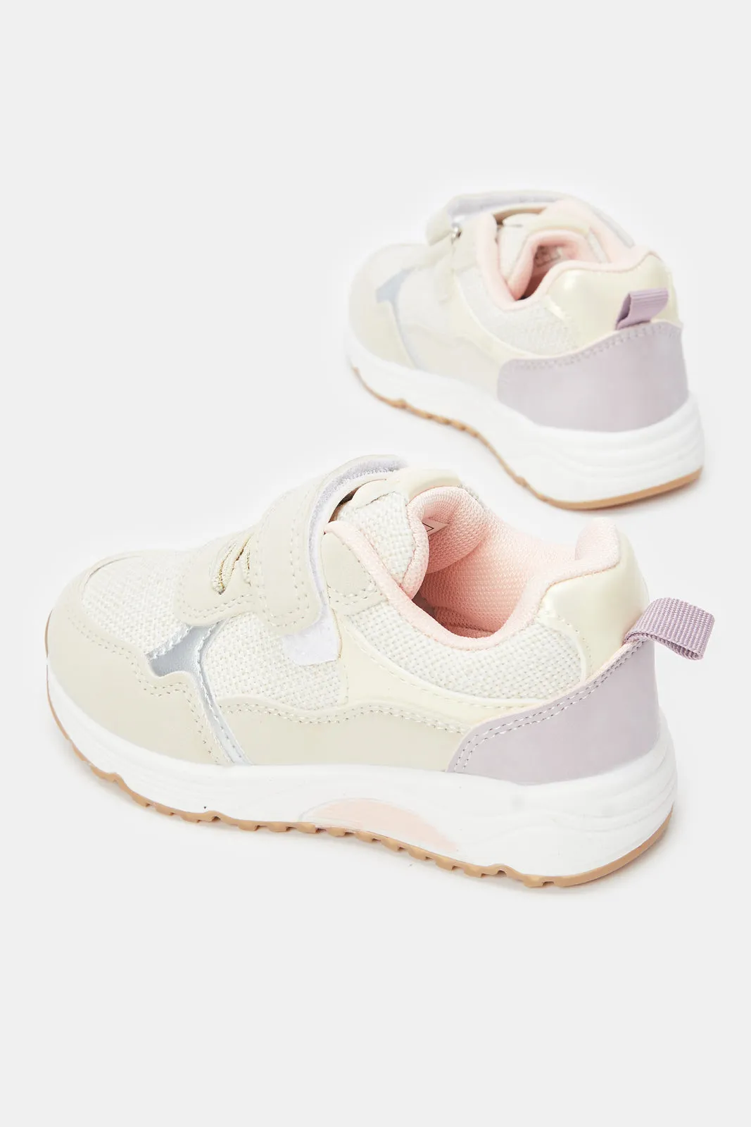 Girls Beige Embellished Trainer