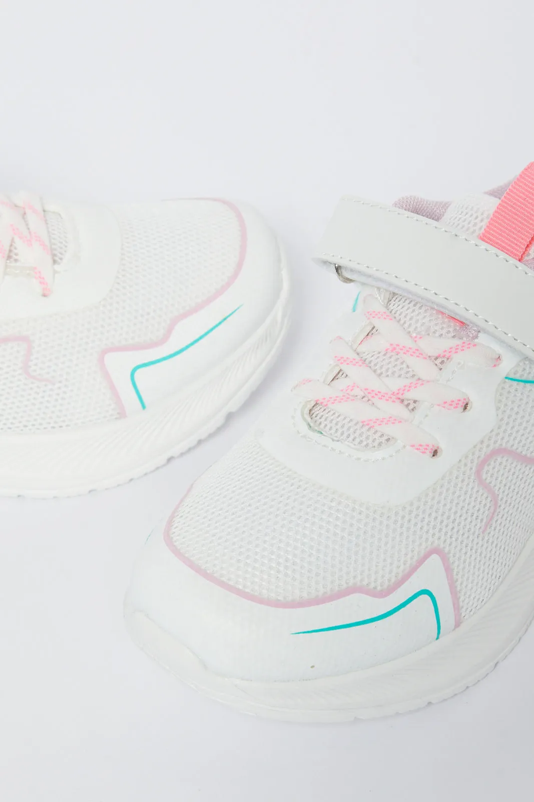 Girls White Velcro Strap Trainer