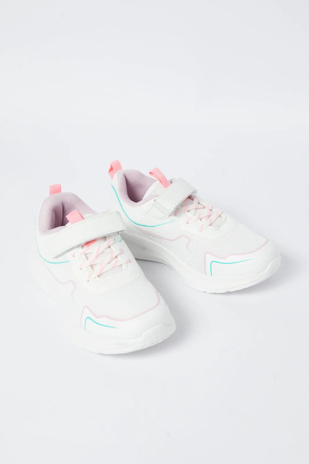 Girls White Velcro Strap Trainer