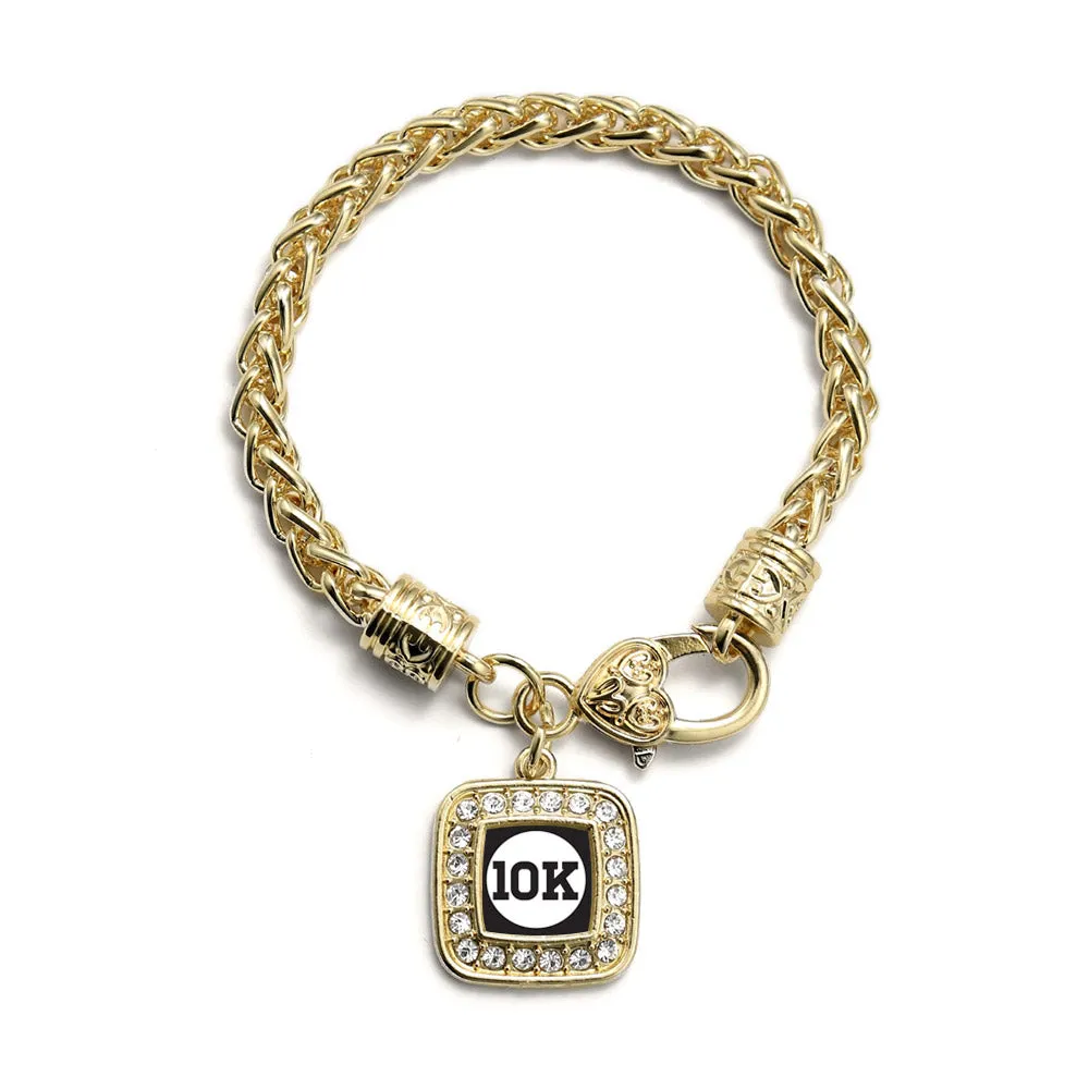 Gold 10k Runners Square Charm Braided Bracelet