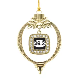 Gold 26.2 Runners Square Charm Holiday Ornament