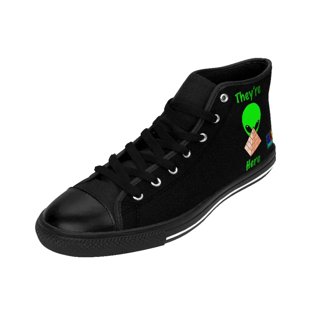 Green Alien Pyramid Men's High-top Sneakers