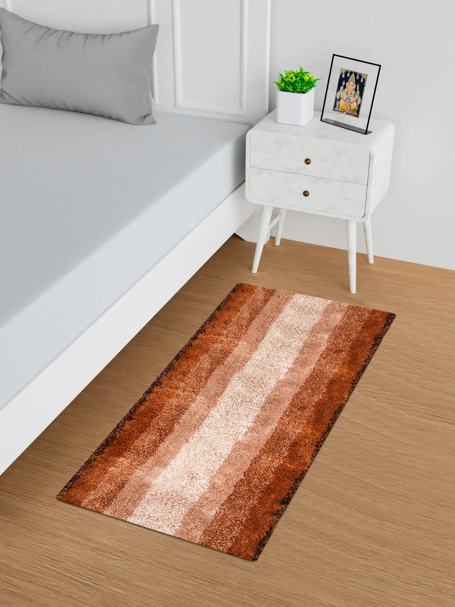 Heart Home Runner | Bedside Runner for Bedroom | Runner for Living Room | Golden Patta Rainbow Carpet Runner | Anti Skid Carpet Rug Mat | Kitchen Runner | 22x55 | Cream