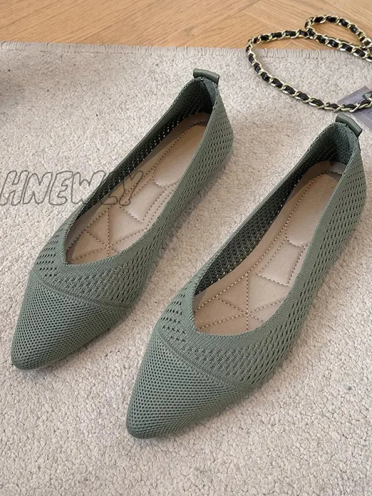 Hnewly - Breathable Hollow Solid Color Flat Shoes