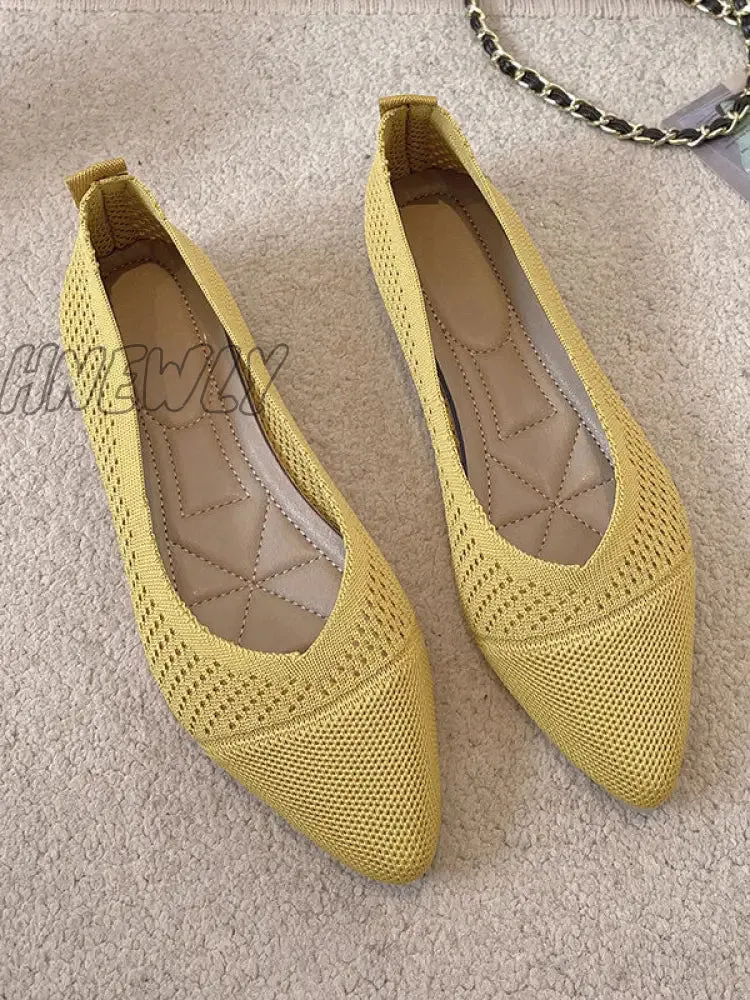 Hnewly - Breathable Hollow Solid Color Flat Shoes