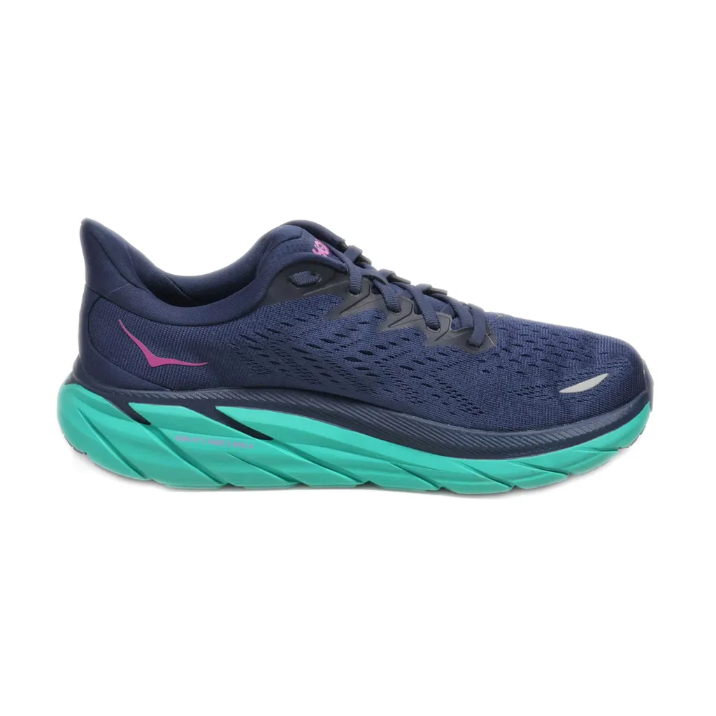 Hoka Clifton 8 Sport Shoes Leather Blue Colour For Women