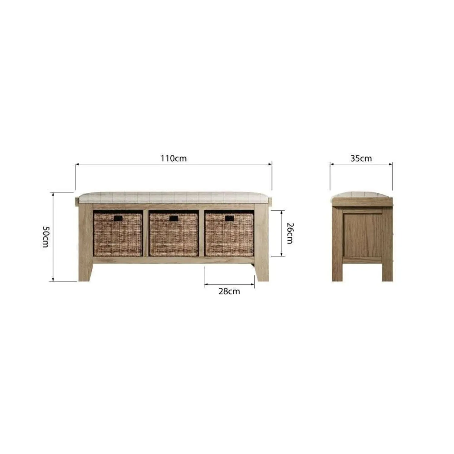 Kettle Home Smoked Oak Hall Bench