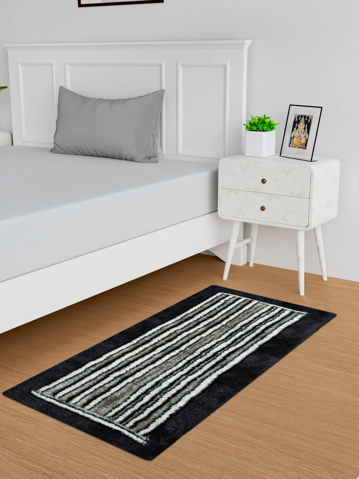 Kuber Industries Runner | Bedside Runner for Bedroom | Runner for Living Room | Micro Border Carpet Runner for Home | Anti Skid Carpet Rug Mat | Kitchen Runner | 22x55 | Blue