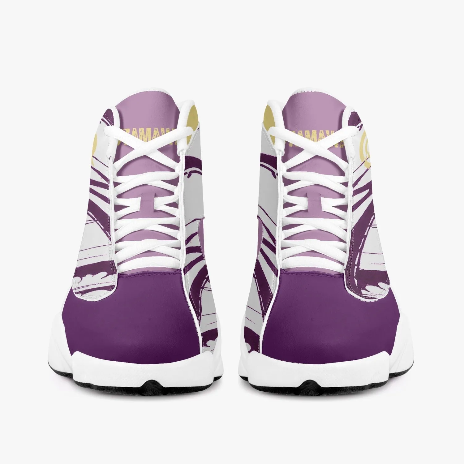 Leather Basketball Sneakers - Purple/Yellow