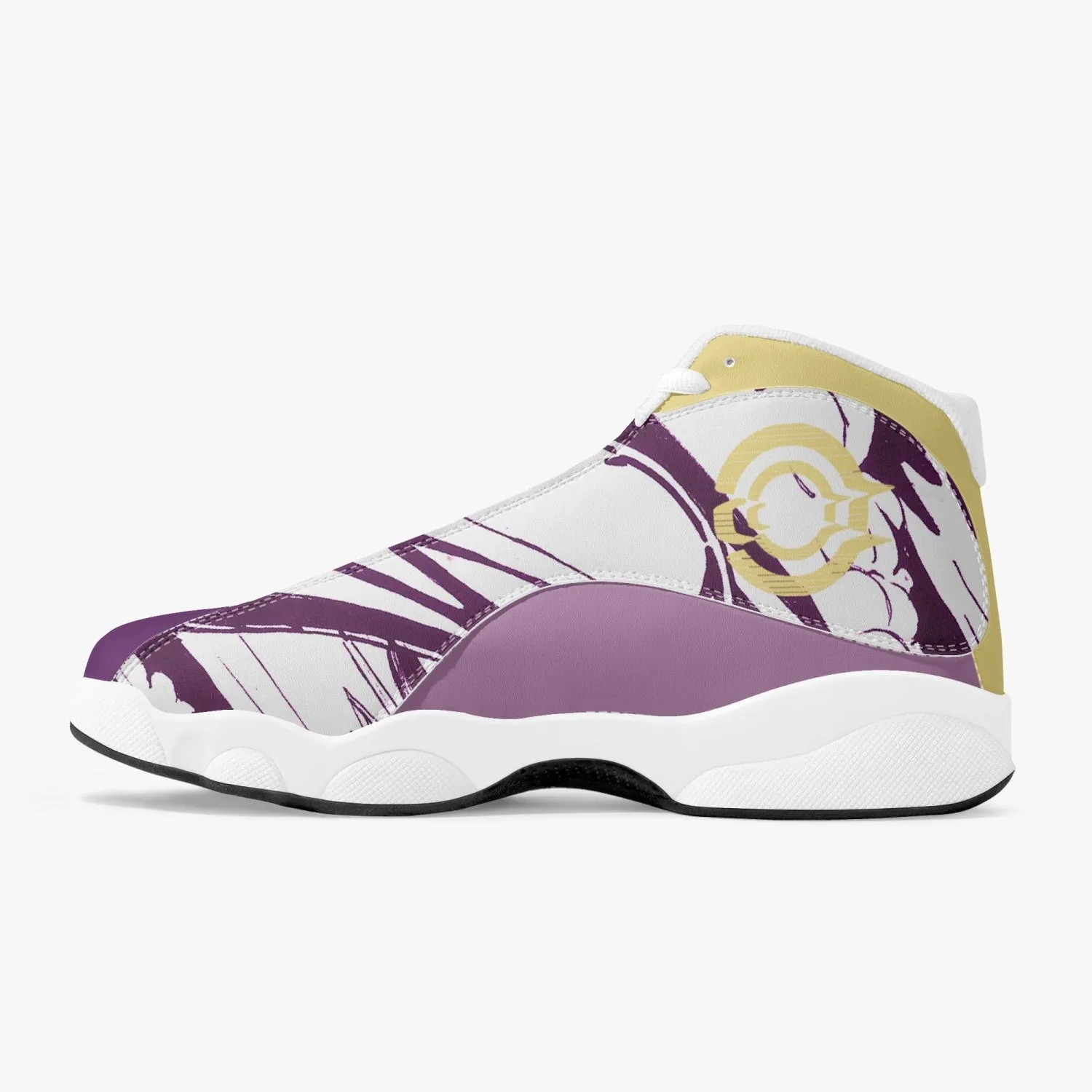 Leather Basketball Sneakers - Purple/Yellow