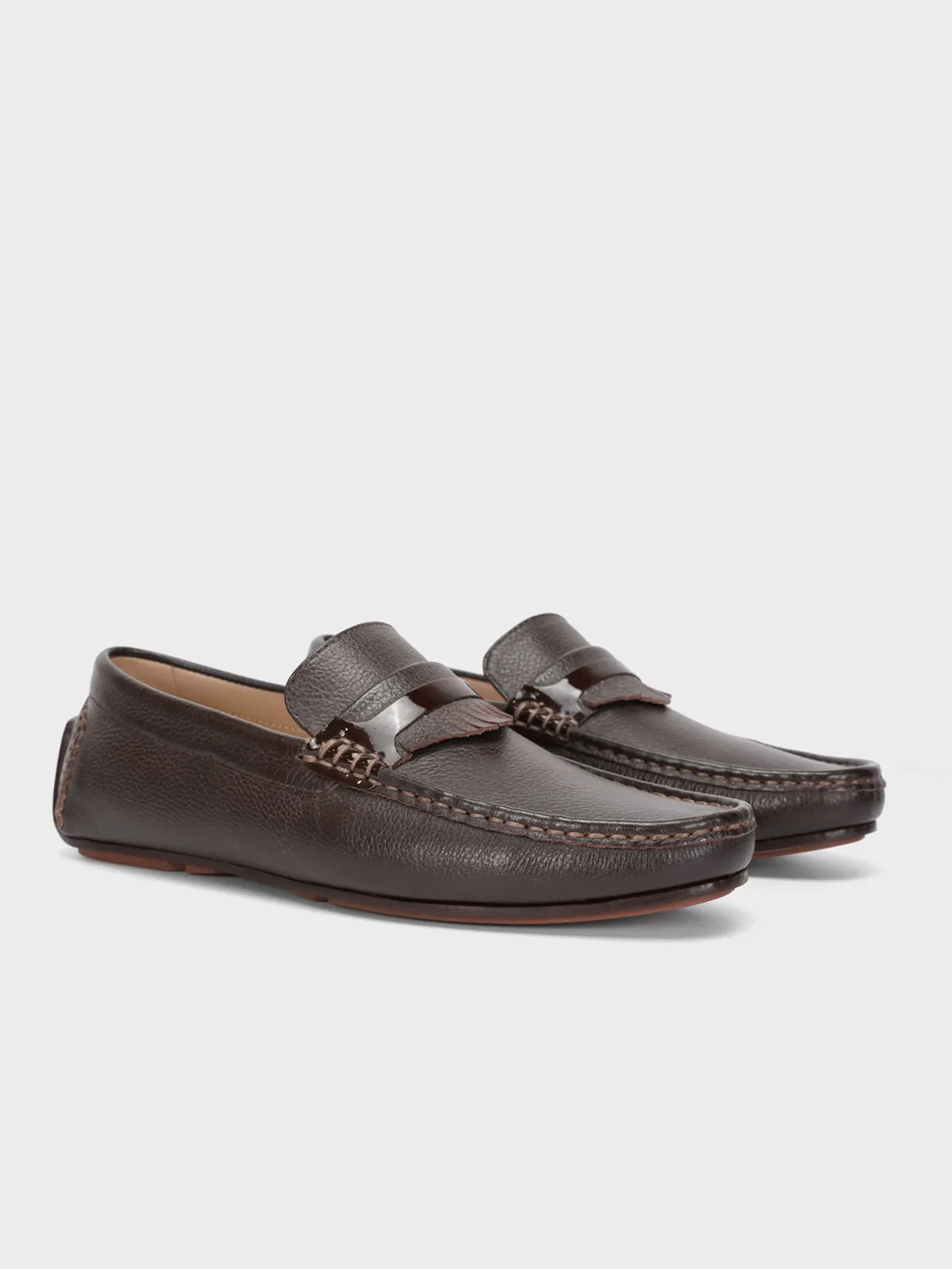 Mens "TRINITY" Leather Rounded Toe Moccasins