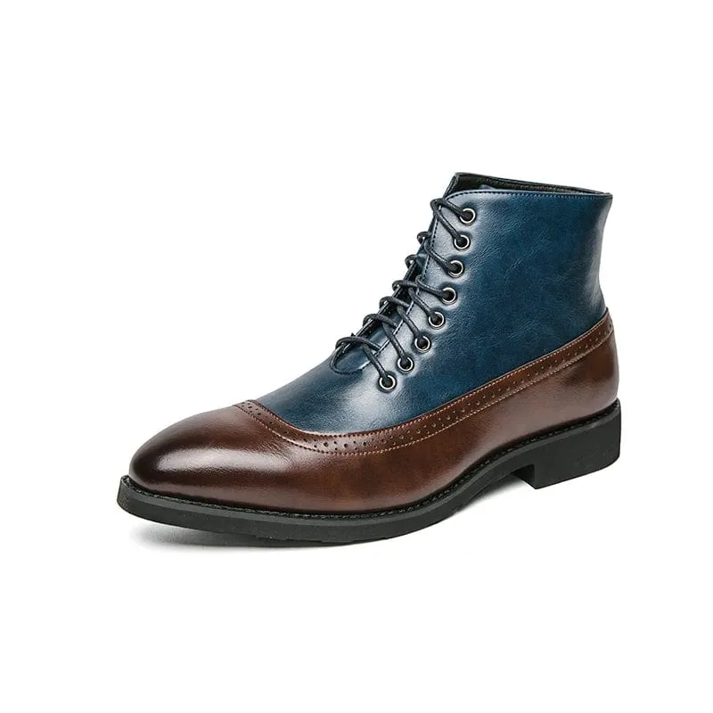 Men’s Wingtip Brogue Lace-Up Dress Boots – Stylish Outdoor Footwear