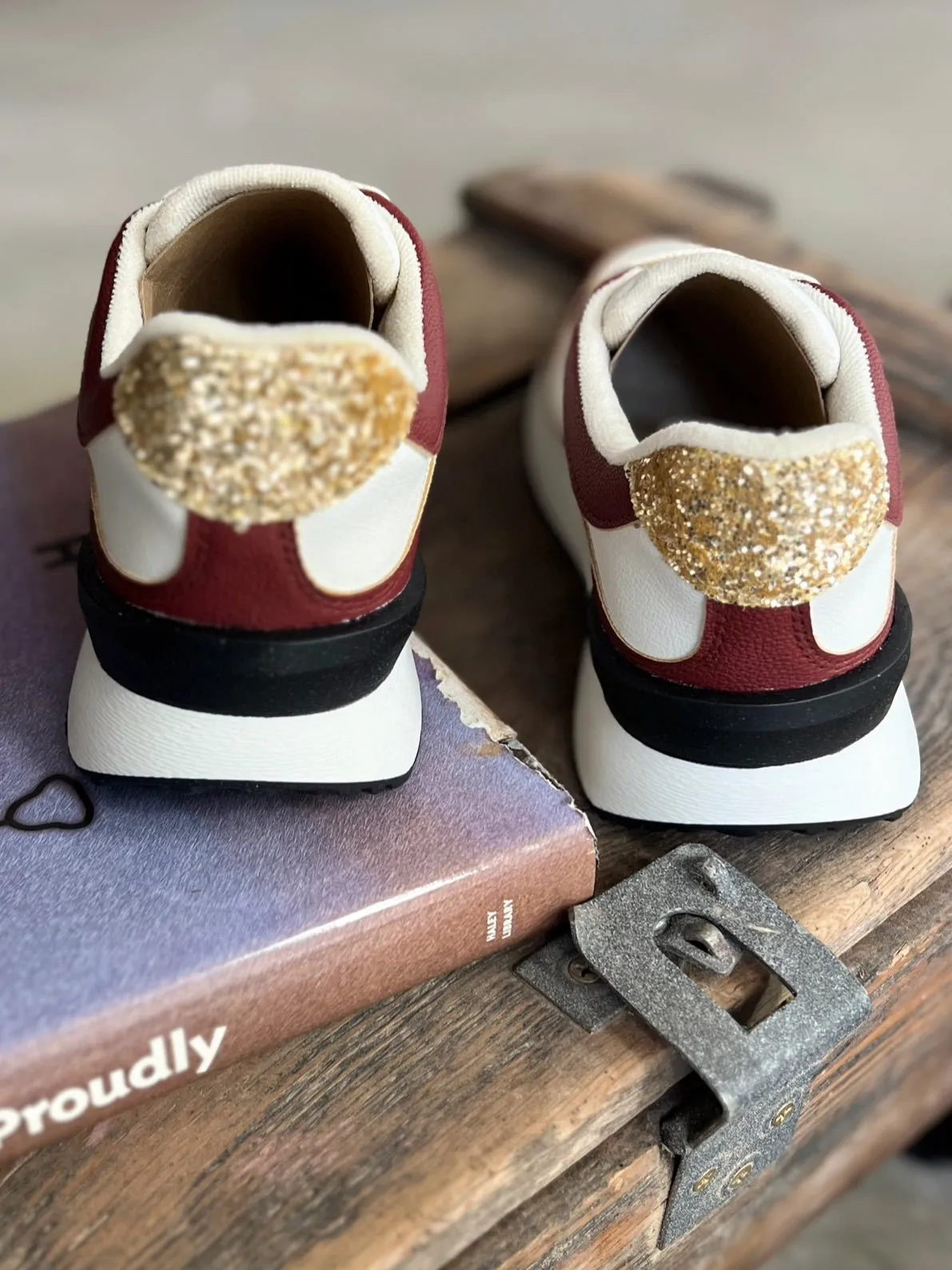 Nova Burgundy Glitter Sneakers