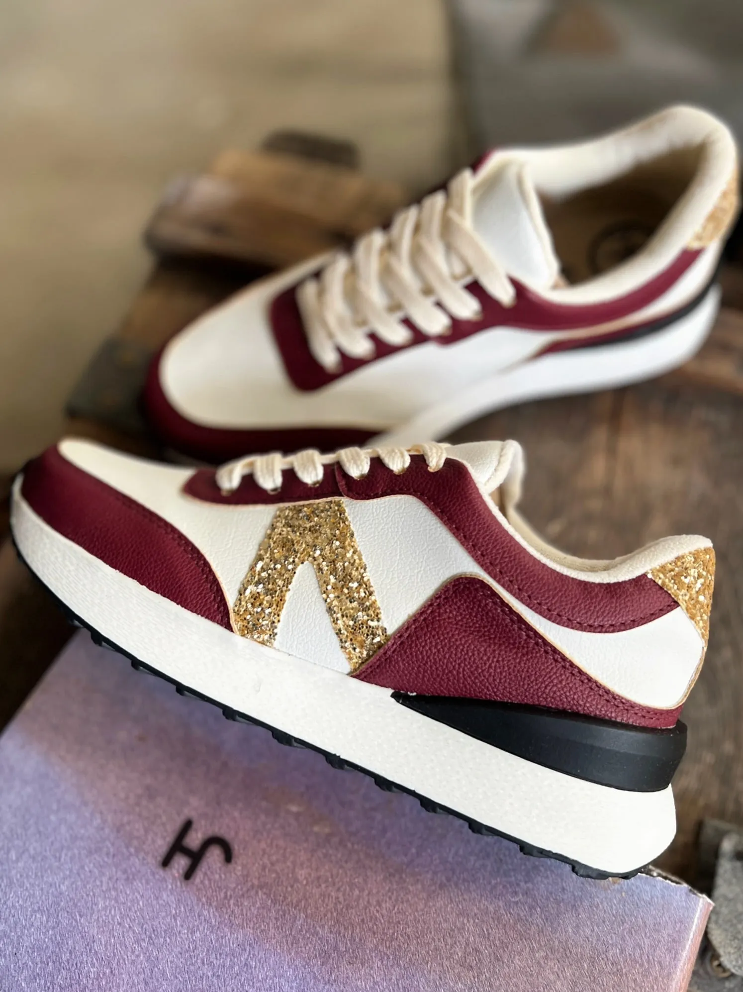 Nova Burgundy Glitter Sneakers