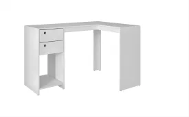 Palermo Classic L- Desk with 2 drawers and 1 cubby in White