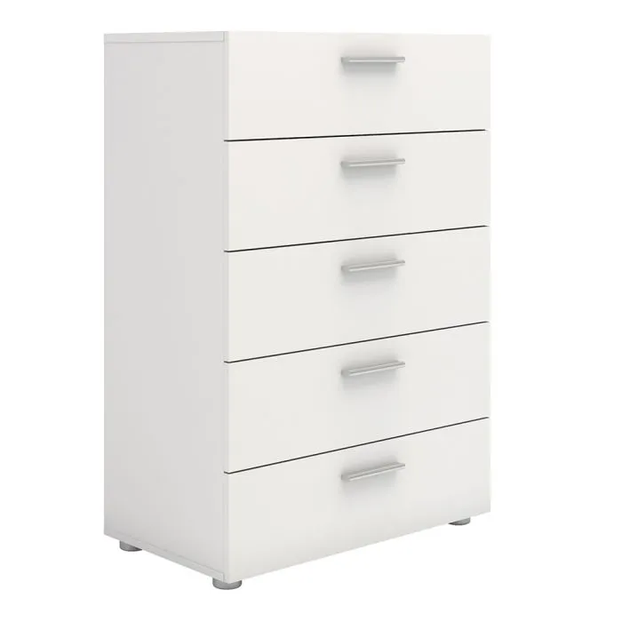 Pepe Chest of 5 Drawers in White