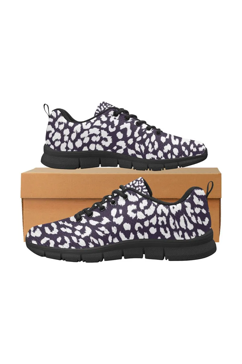 Purple Leopard Print Women's Breathable Running Shoes