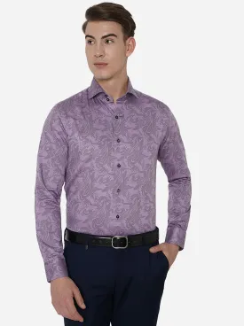 Purple Printed Slim Fit Party Wear Shirt | JB Studio