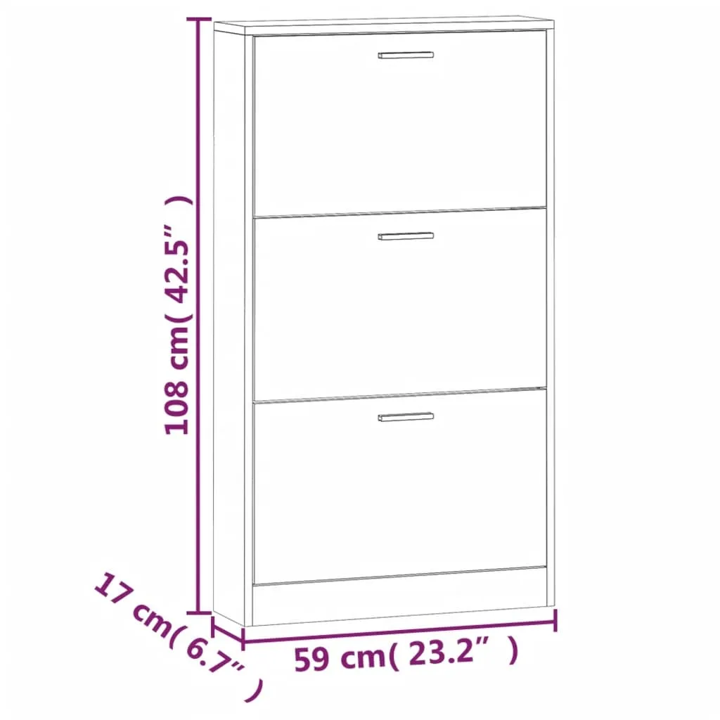 Shoe Cabinet Grey Sonoma 59x17x108 cm Engineered Wood