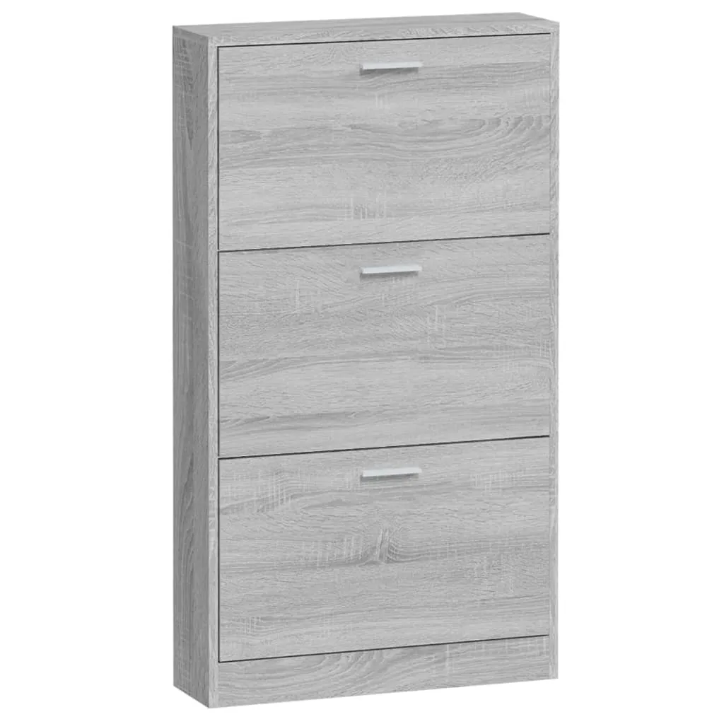 Shoe Cabinet Grey Sonoma 59x17x108 cm Engineered Wood