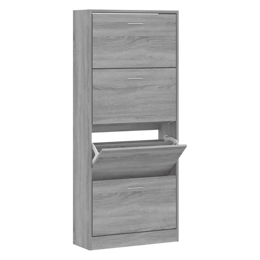 Shoe Cabinet Grey Sonoma 63x24x147 cm Engineered Wood