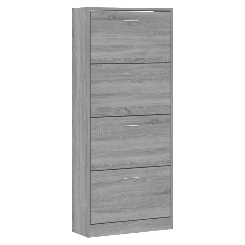 Shoe Cabinet Grey Sonoma 63x24x147 cm Engineered Wood