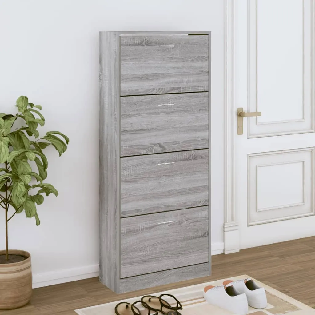 Shoe Cabinet Grey Sonoma 63x24x147 cm Engineered Wood