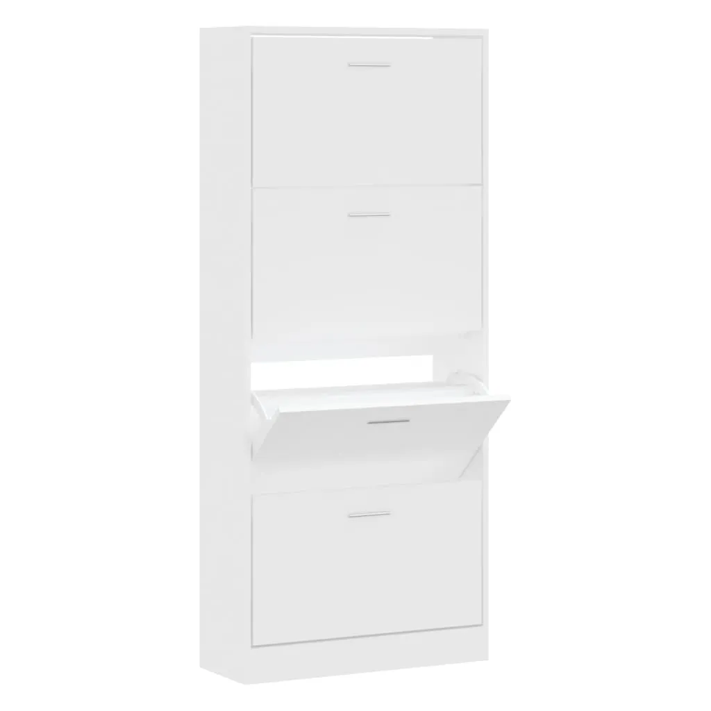 Shoe Cabinet White 63x24x147 cm Engineered Wood