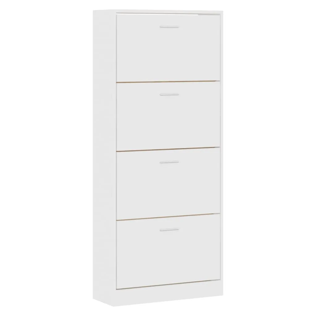 Shoe Cabinet White 63x24x147 cm Engineered Wood