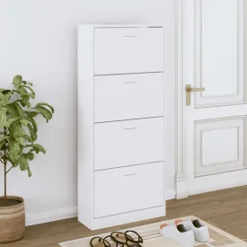 Shoe Cabinet White 63x24x147 cm Engineered Wood