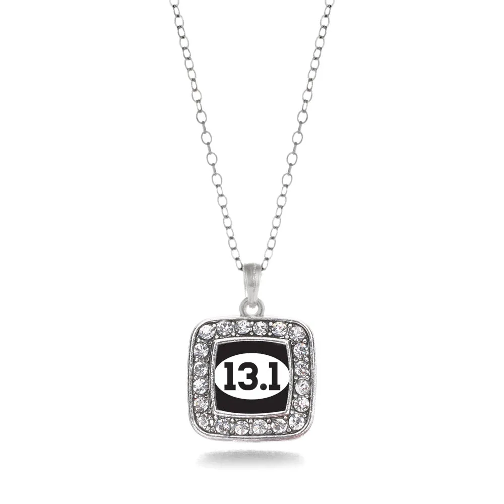 Silver 13.1 Runners Square Charm Classic Necklace