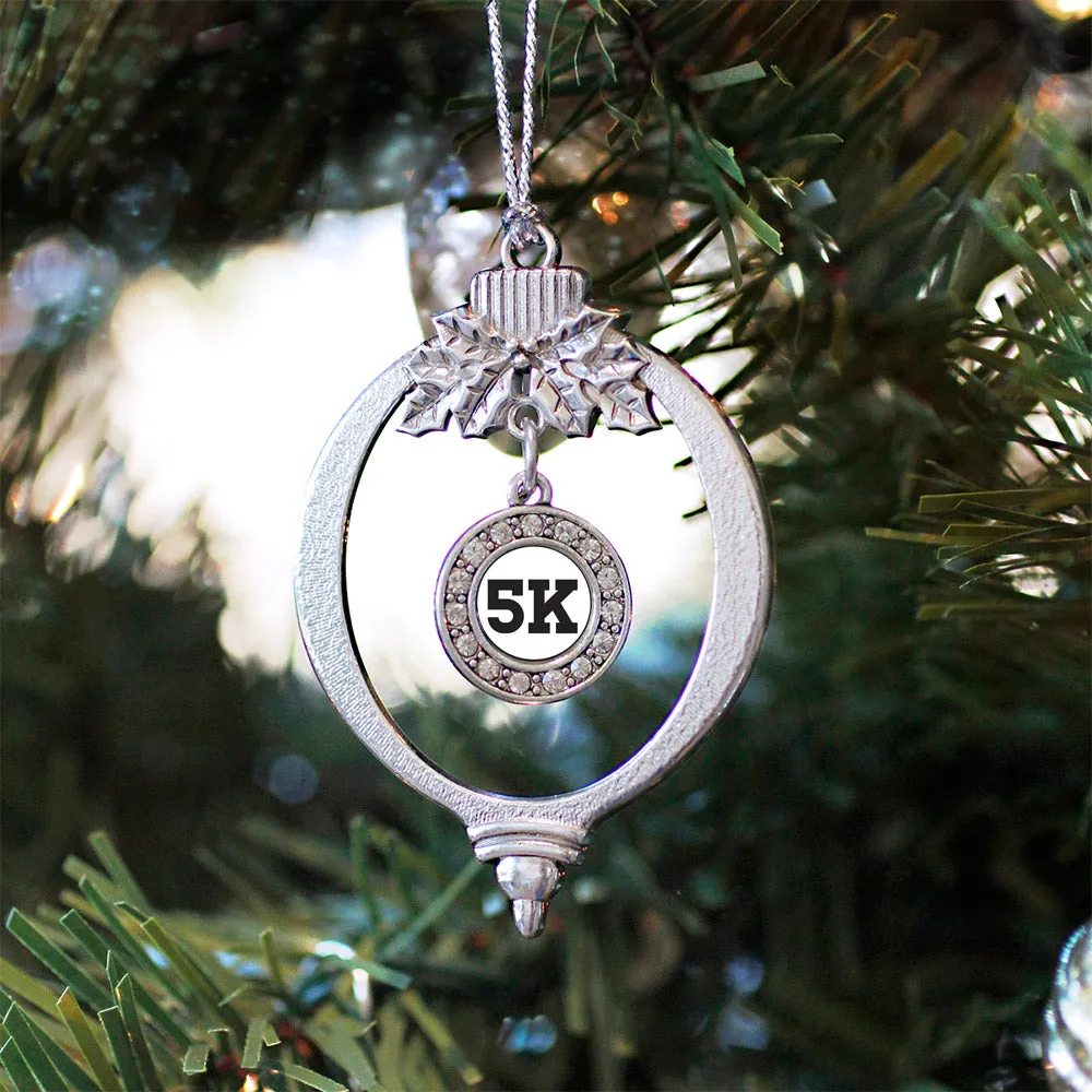 Silver 5K Runners Circle Charm Holiday Ornament