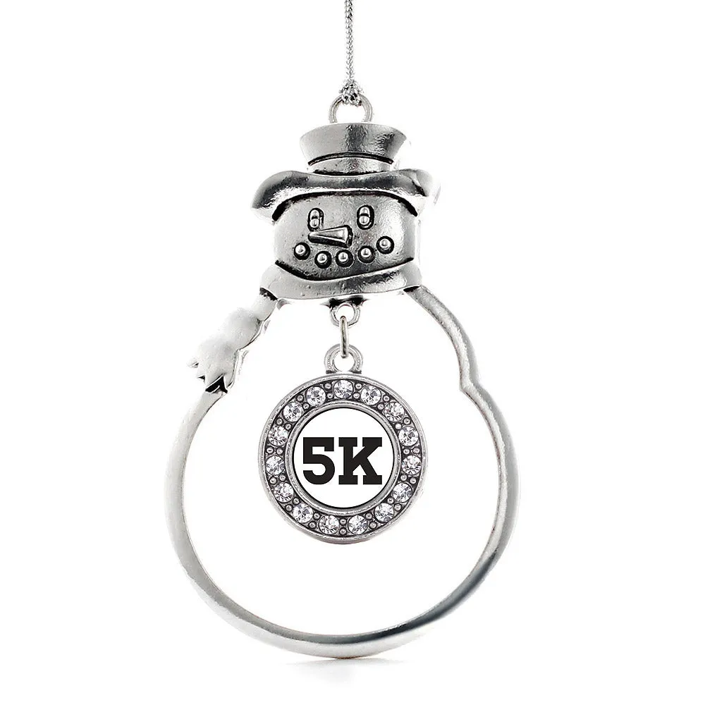 Silver 5K Runners Circle Charm Snowman Ornament