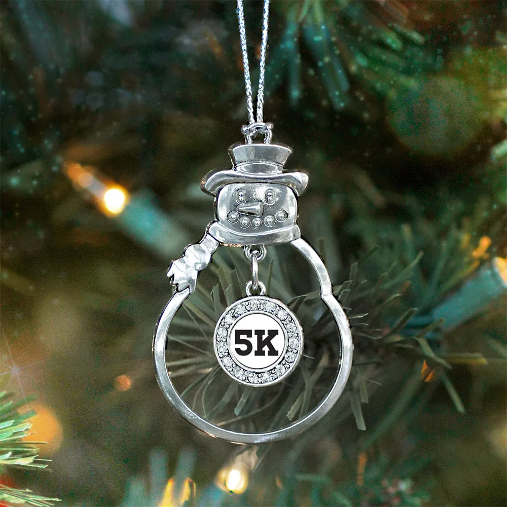 Silver 5K Runners Circle Charm Snowman Ornament