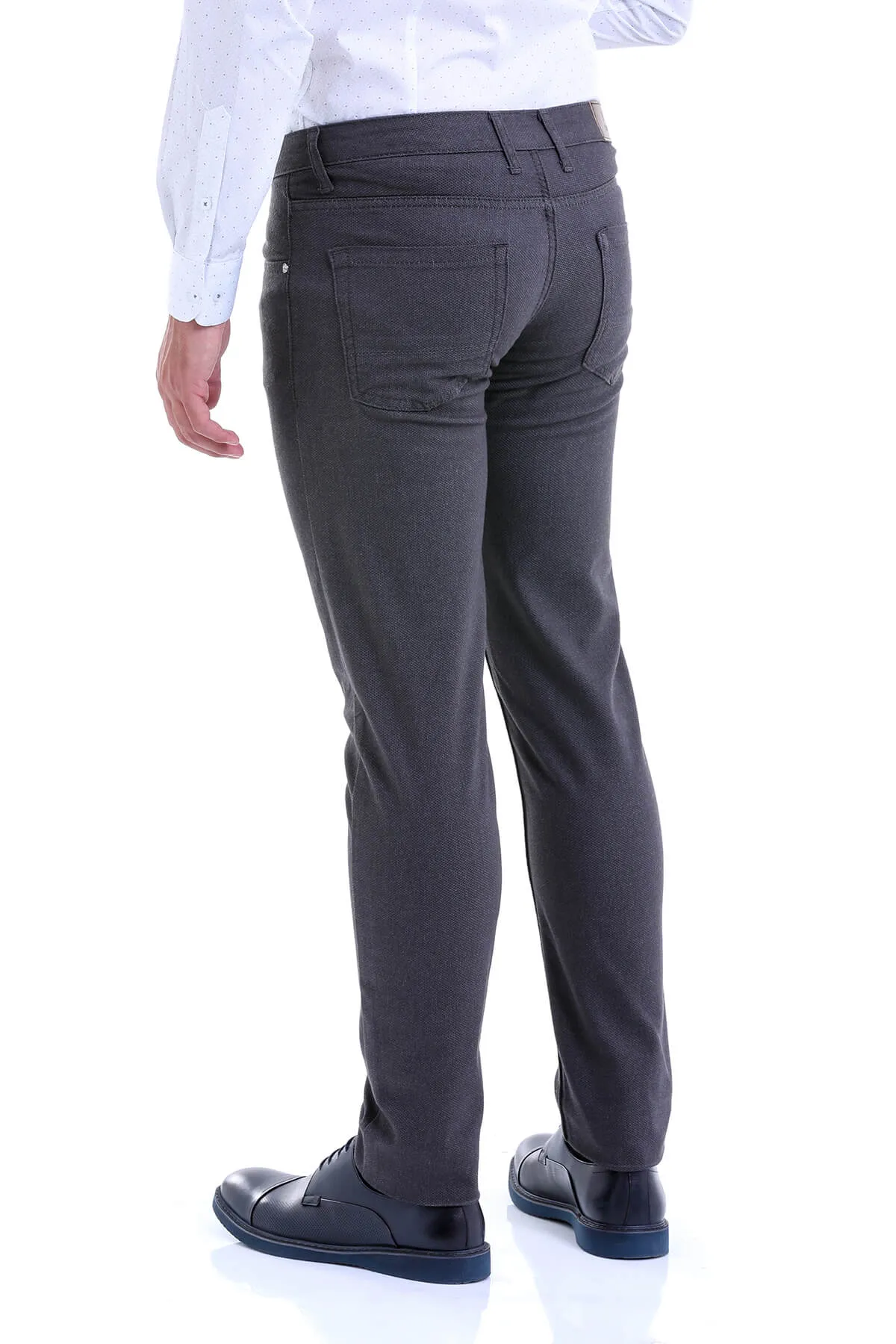 Slim Fit Gray Low Waist Cotton Casual Pants