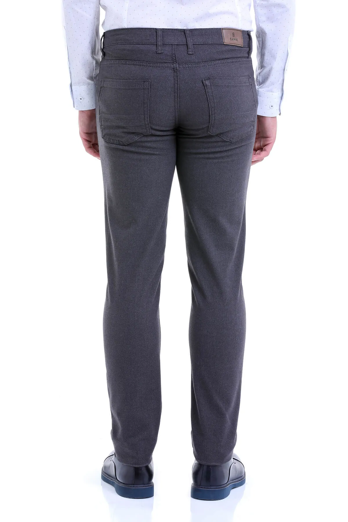 Slim Fit Gray Low Waist Cotton Casual Pants