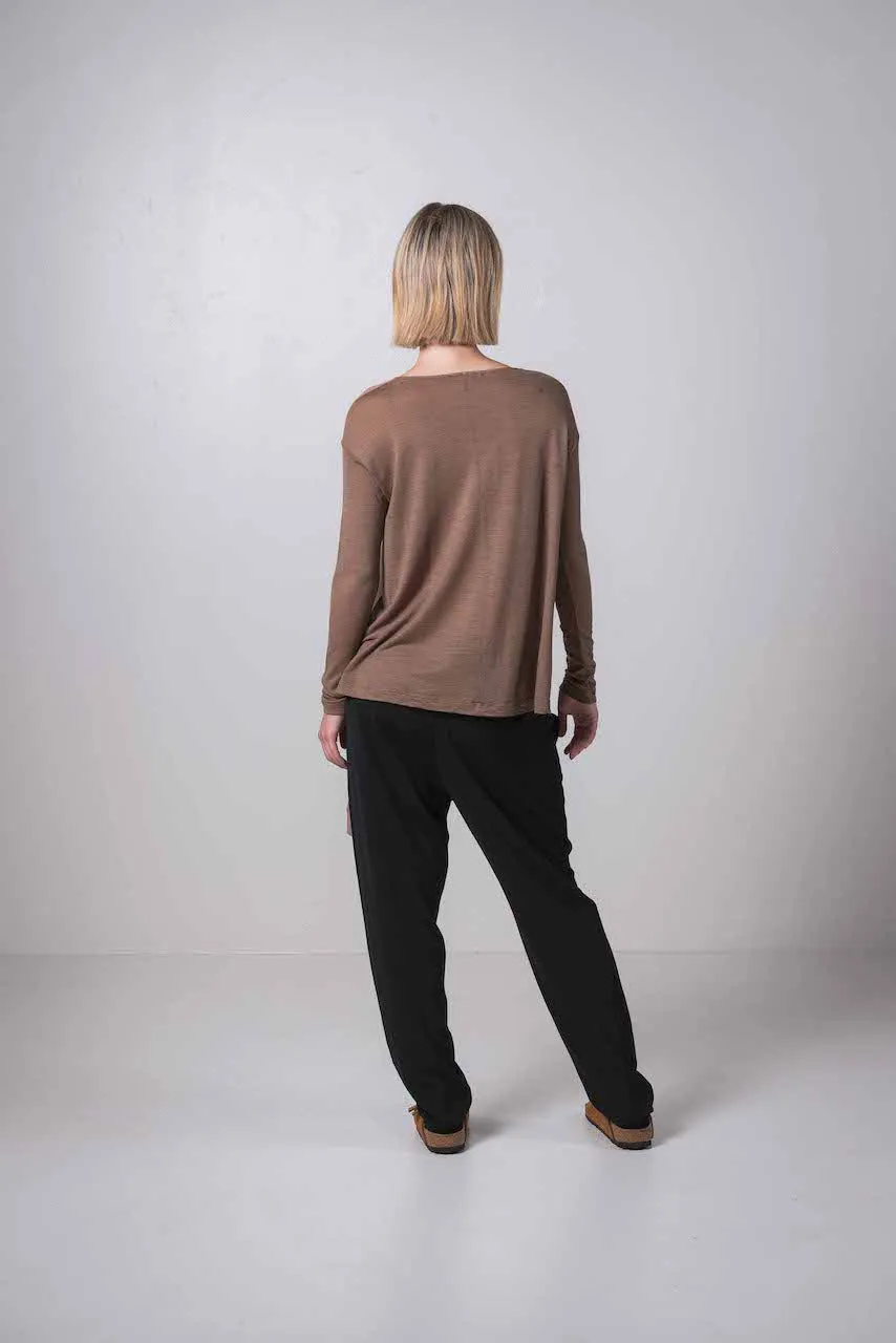 Transit Par Such Caramel Drawstring Top